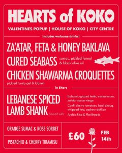 Hearts Of Koko Valentine's Day 2026 - Menu - Leeds City Centre